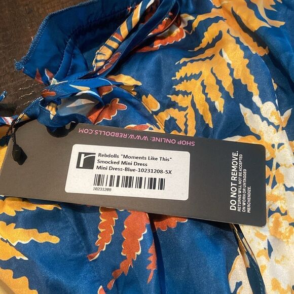 Rebdolls Blue and Orange Leaf Print Dress Size 5x - Picture 6 of 9